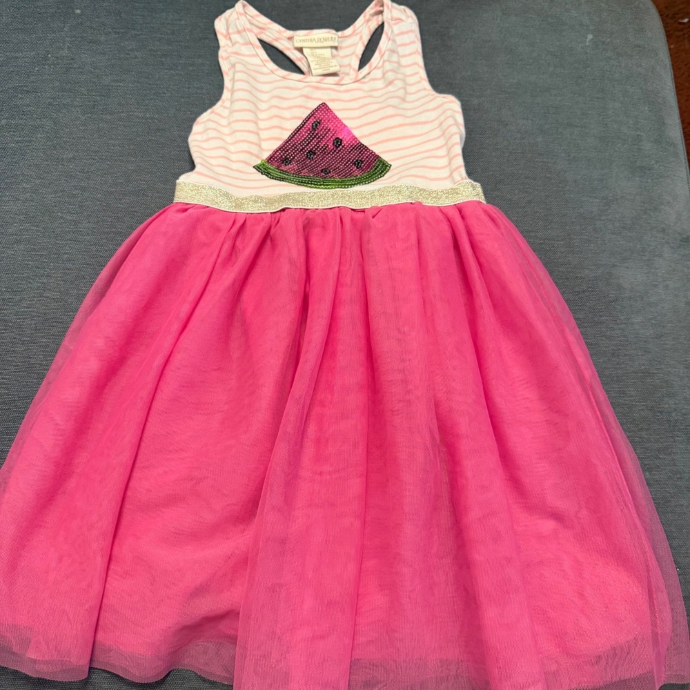 Cynthia‎ Rowley Girls Pink Watermelon Sequin Tulle Tutu Dress Size 7 Striped